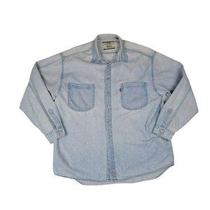 Levi's Shirt Men's Size Extra Large Stone Washed Blue Denim Long Sleeve Collared